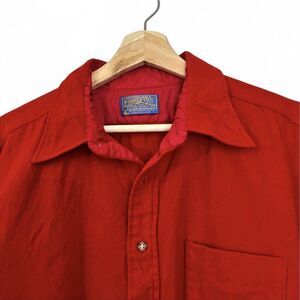 Pendleton Vintage 1960's- 80's Men's XL Wool Button Up Shirt Red, Holidays
